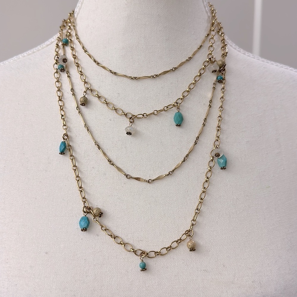 Jessica Elliot Gold, Turquoise and Stone Multilayer Necklace